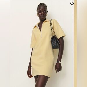 Reformation Pale Yellow Zip-Front Polo Dress